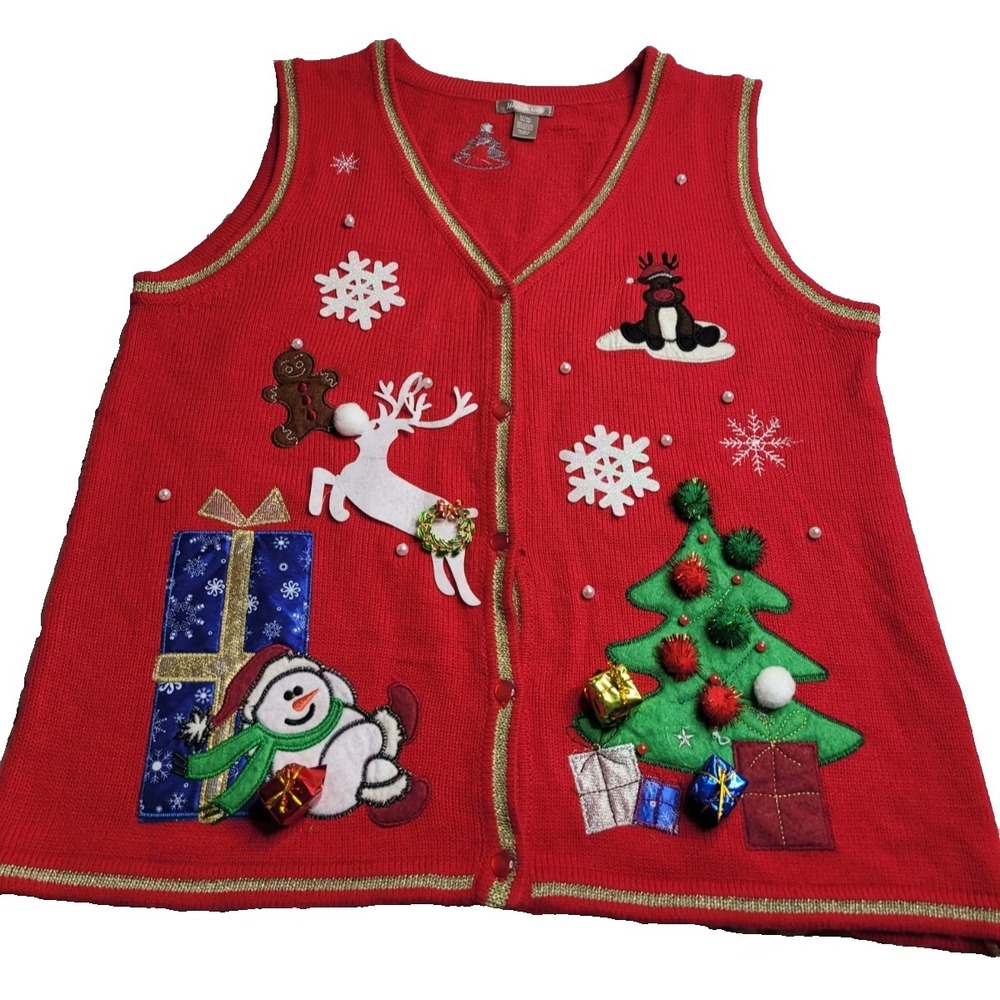 White Stag Women's Christmas Vest Holiday Vintage‎ 90's XL 16-18
